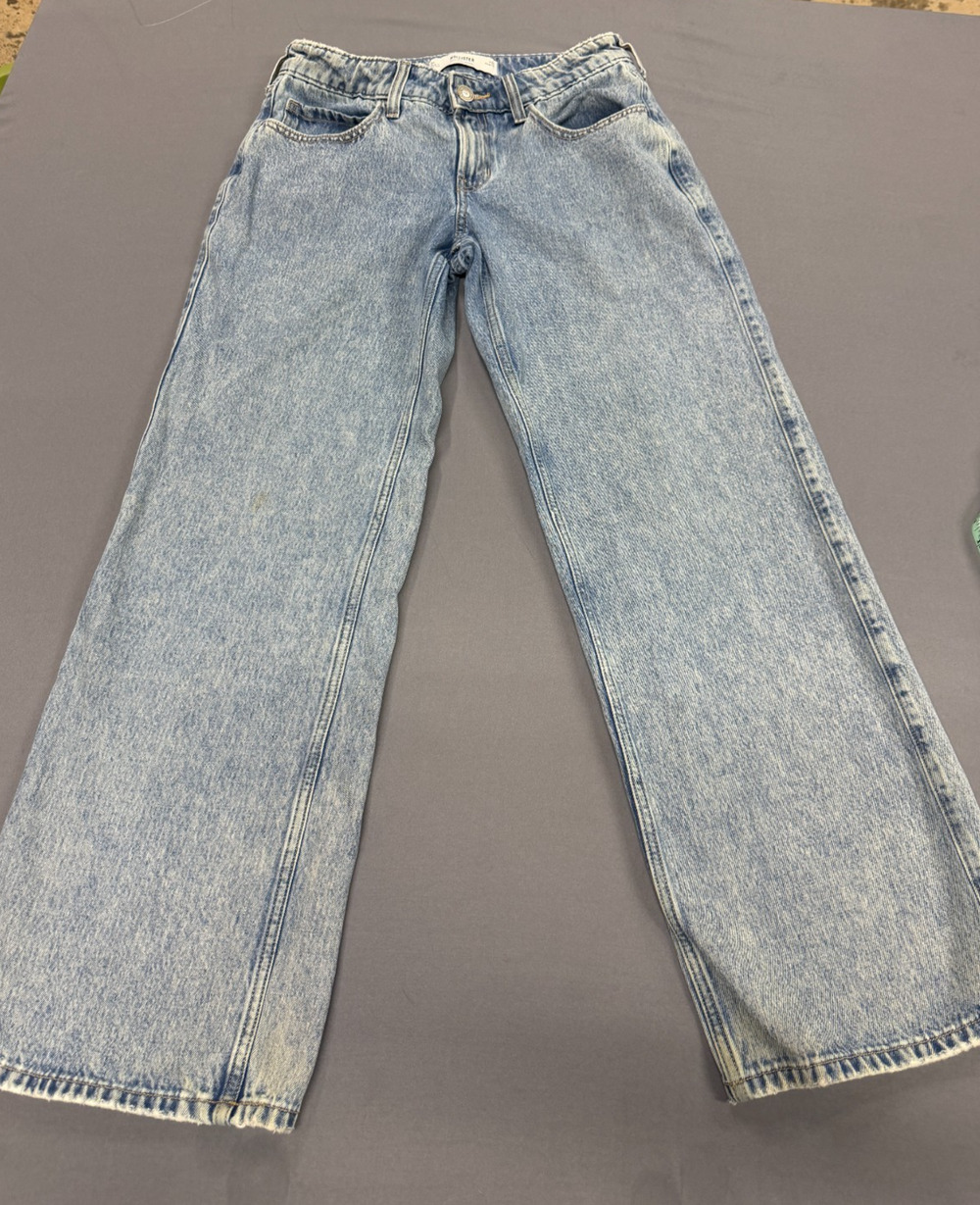 Hollister Low Rise Baggy Jeans Womens 2R W26 Short Light Wash Distressed 90s